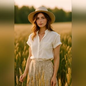 Umgee Off White Cotton Button Up Size Small